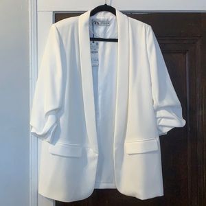 White Zara 3/4 Sleeve Blazer